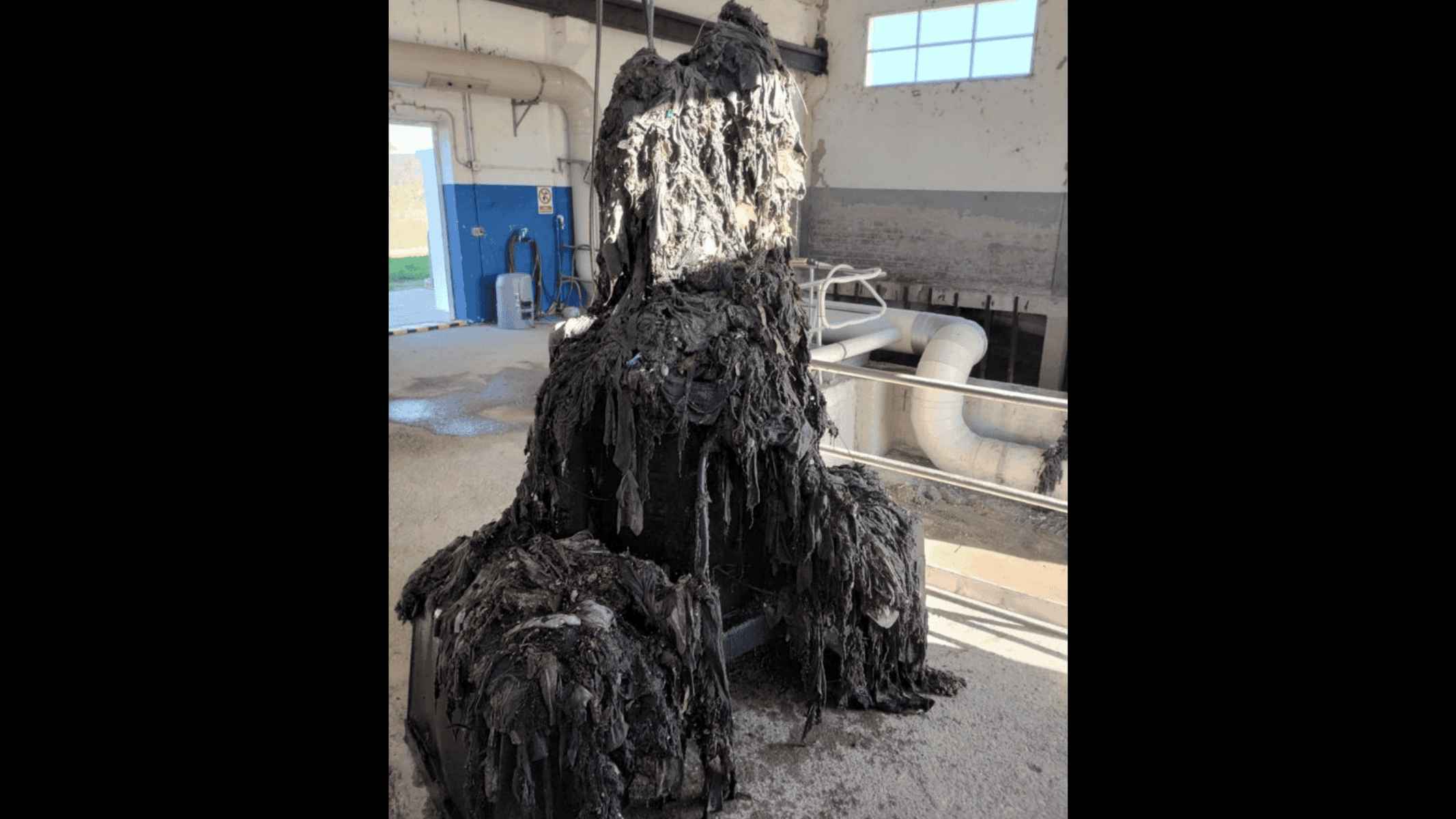 Montaña de toallitas extraídas en la depuradora de Jerez. Montaña de toallitas extraídas en la depuradora de Jerez.