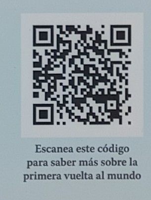 QR informativo sobre la primera vuelta al mundo.