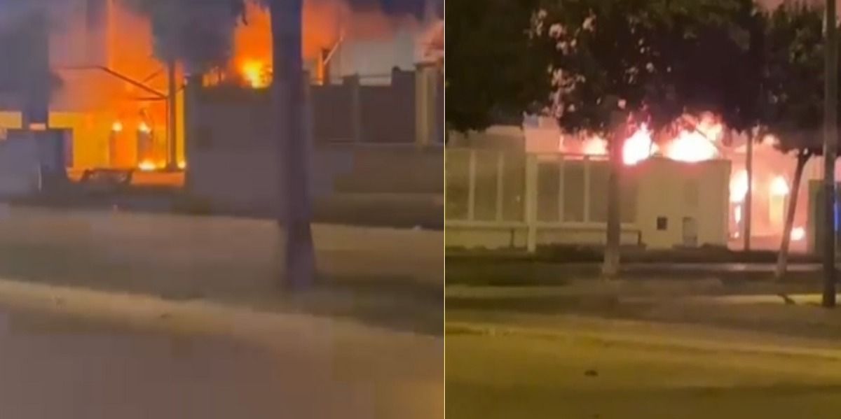 La gasolinera de Los Palacios, en llamas tras la explosión. La gasolinera de Los Palacios, en llamas tras la explosión.