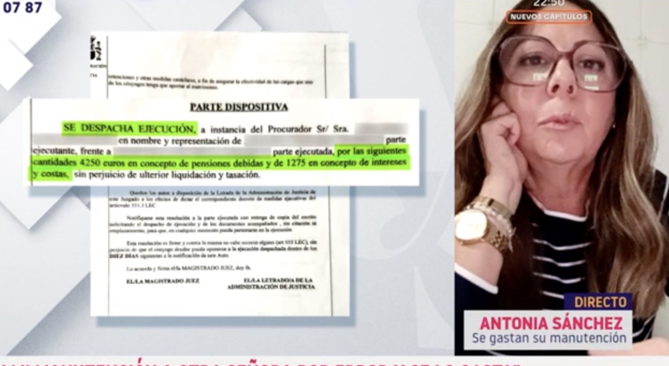Antonia, la mujer de Algeciras cuya manutención se ha ingresado a otra persona, en 'Y ahora Sonsoles'. Antonia, la mujer de Algeciras cuya manutención se ha ingresado a otra persona, en 'Y ahora Sonsoles'.