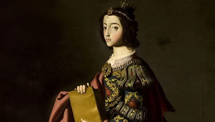 Santa Matilda en un cuadro de Francisco de Zurbaran.
