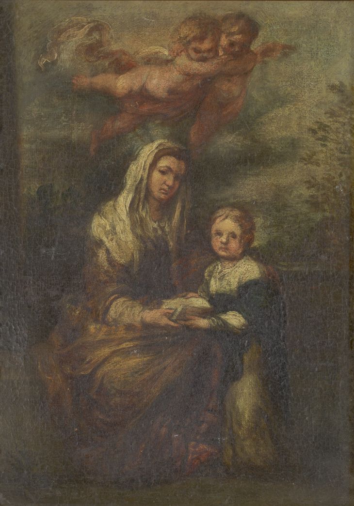 El boceto del cuadro al completo: Santa Ana dando una lección a la Virgen.