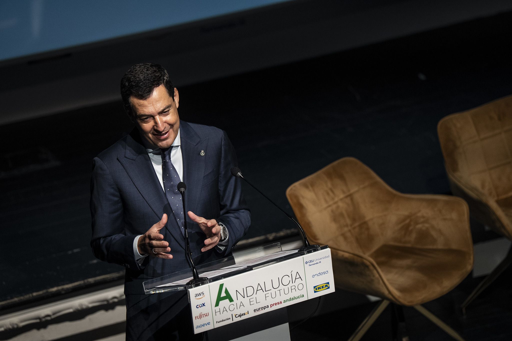 Juanma Moreno en un acto reciente.
