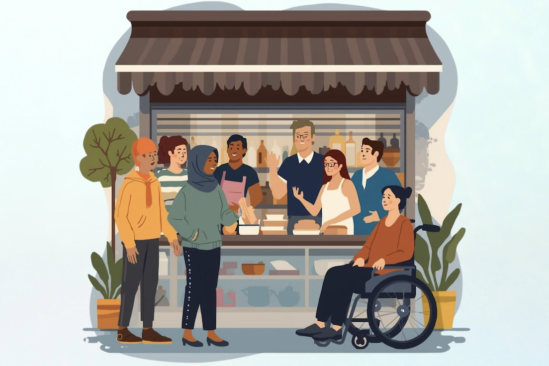 Ilustración central del cartel que anuncia el Encuentro Comunitario de la Zona Sur de Jerez.