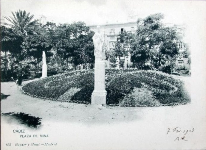 Plaza de Mina, tarjeta postal, editor Hauser y Menet, Madrid, hacia 1900.