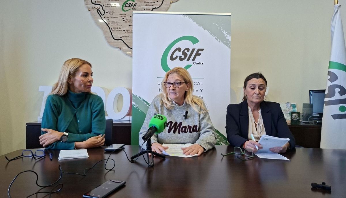 Un momento de la rueda de prensa de CSIF.