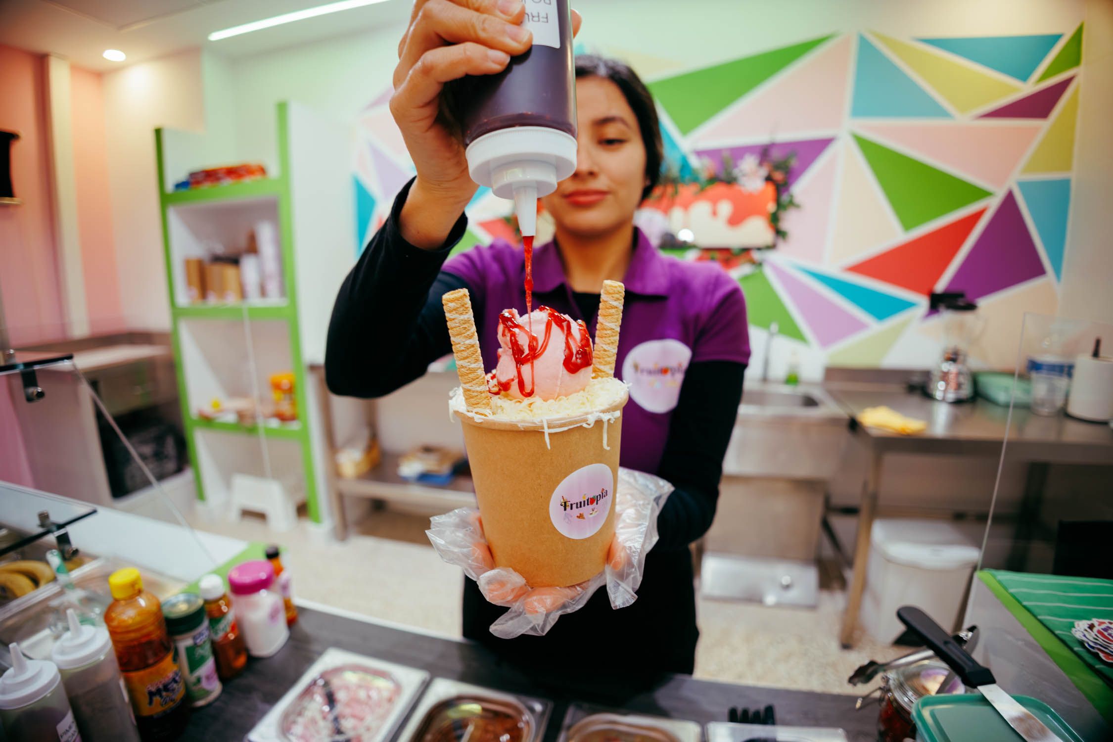 Uno de los "postres a lo grande", de Fruitopia, en pleno centro de Jerez. Uno de los "postres a lo grande", de Fruitopia, en pleno centro de Jerez.
