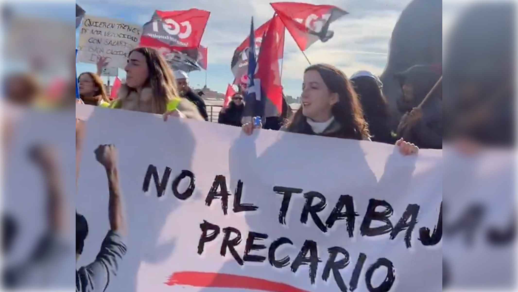 Protestas en la huelga que están llevando a cabo los trabajadores de Iryo.