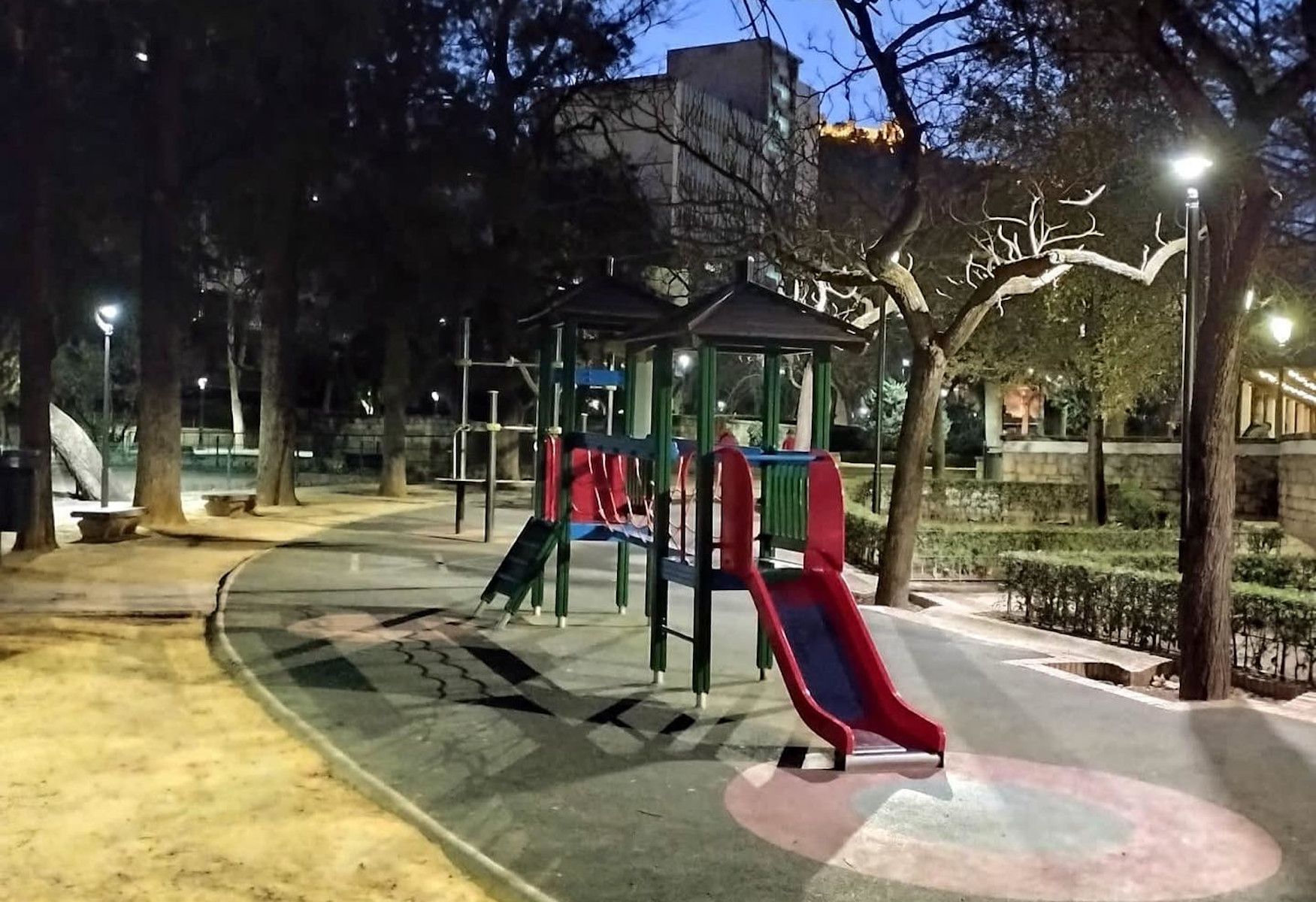 Parque de La Concordia en Jaén, donde fueron hallados los cuerpos de las menores.