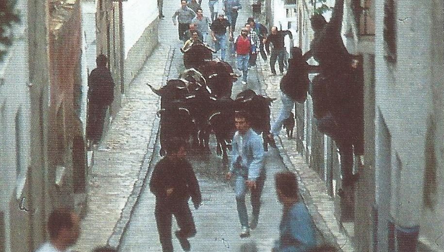 Una suelta de toros en La Peza, Granada.