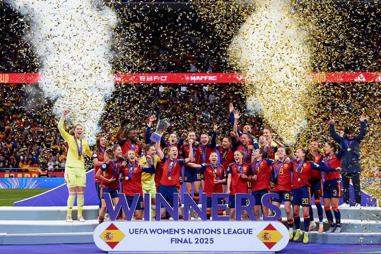 Las jugadoras de España, celebrando la conquista de la segunda Liga de Naciones. FOTO: @SEFUTBOLFEM Las jugadoras de España, celebrando la conquista de la segunda Liga de Naciones. FOTO: @SEFUTBOLFEM