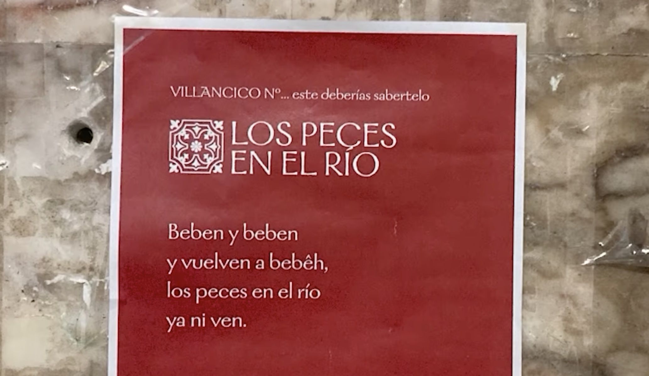 Uno de los carteles con %22villancicos alterados%22, inciativa de dos jóvenes jerezanos.