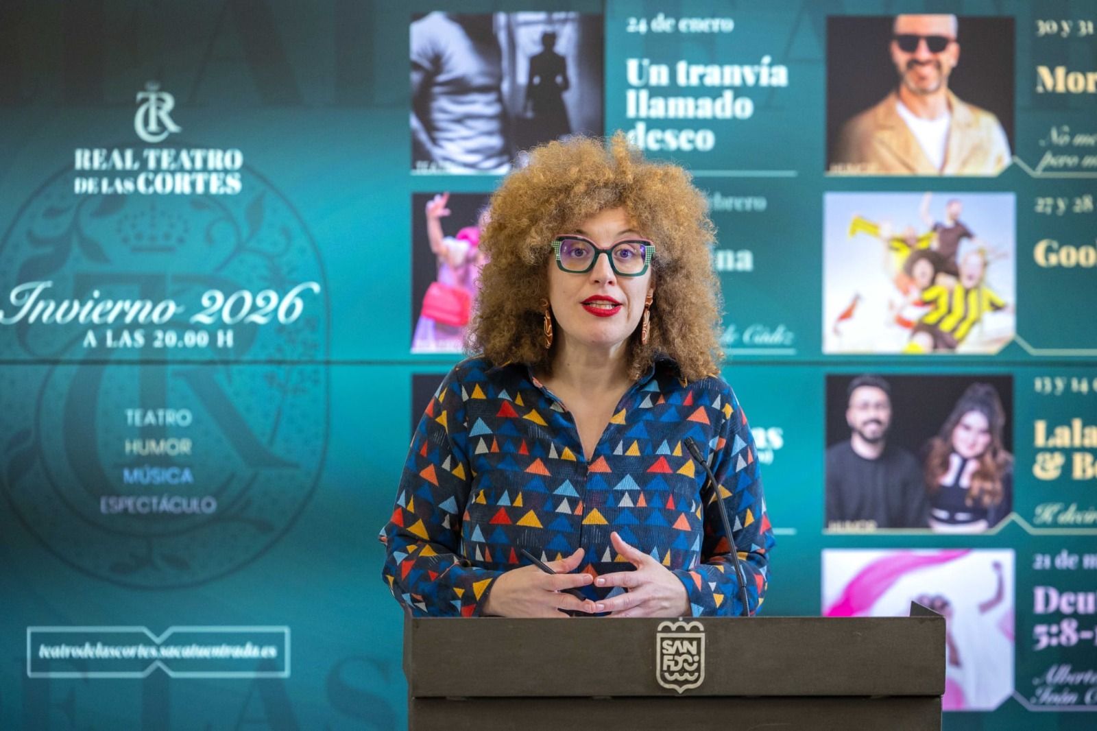 La delegada Pepa Pacheco, presentando la programación del Real Teatro de Las Cortes de San Fernando. La delegada Pepa Pacheco, presentando la programación del Real Teatro de Las Cortes de San Fernando.