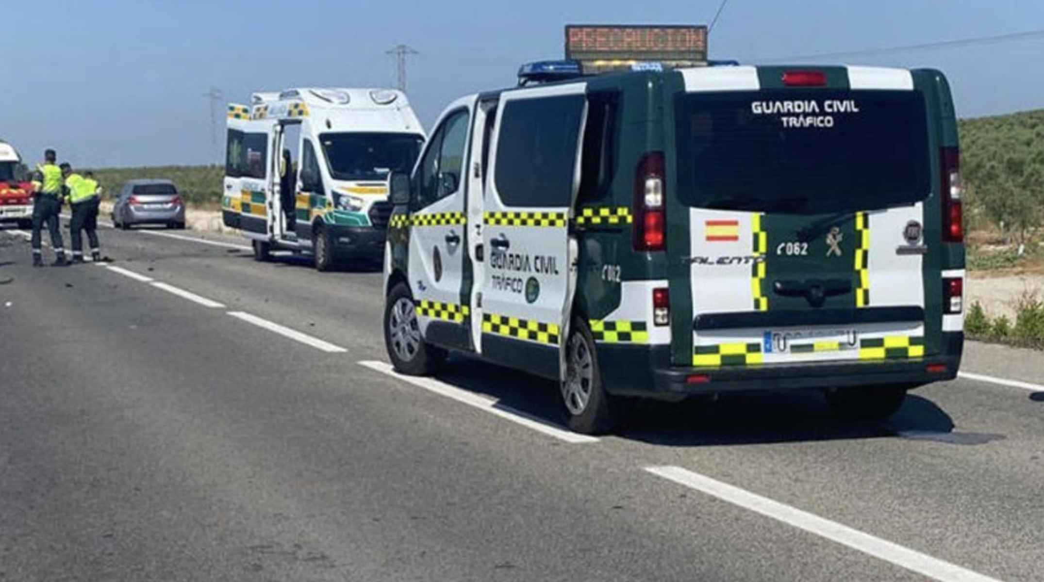 Furgón de la Guardia Civil tras un accidente en las carreteras andaluzas.