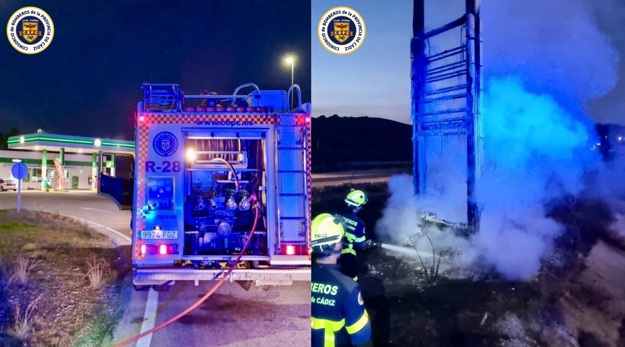 El incendio en la gasolinera BP de Conil. El incendio en la gasolinera BP de Conil.