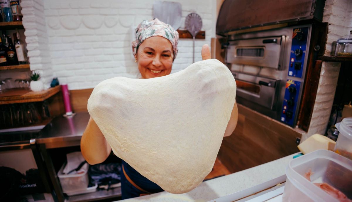 Así es la masa que Digna utiliza para la base de las pizzas.