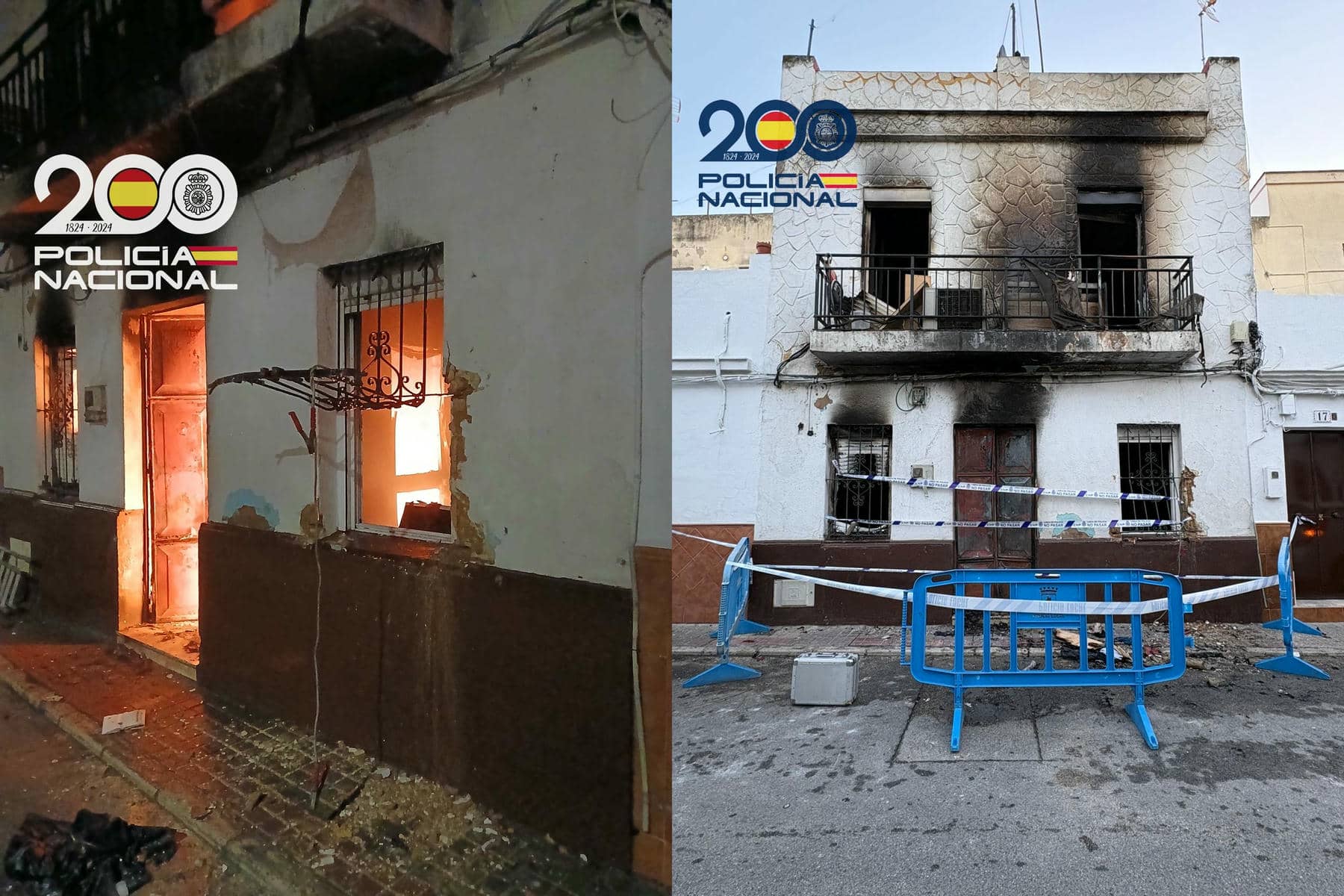 La vivienda incendiada en Coria. La vivienda incendiada en Coria.