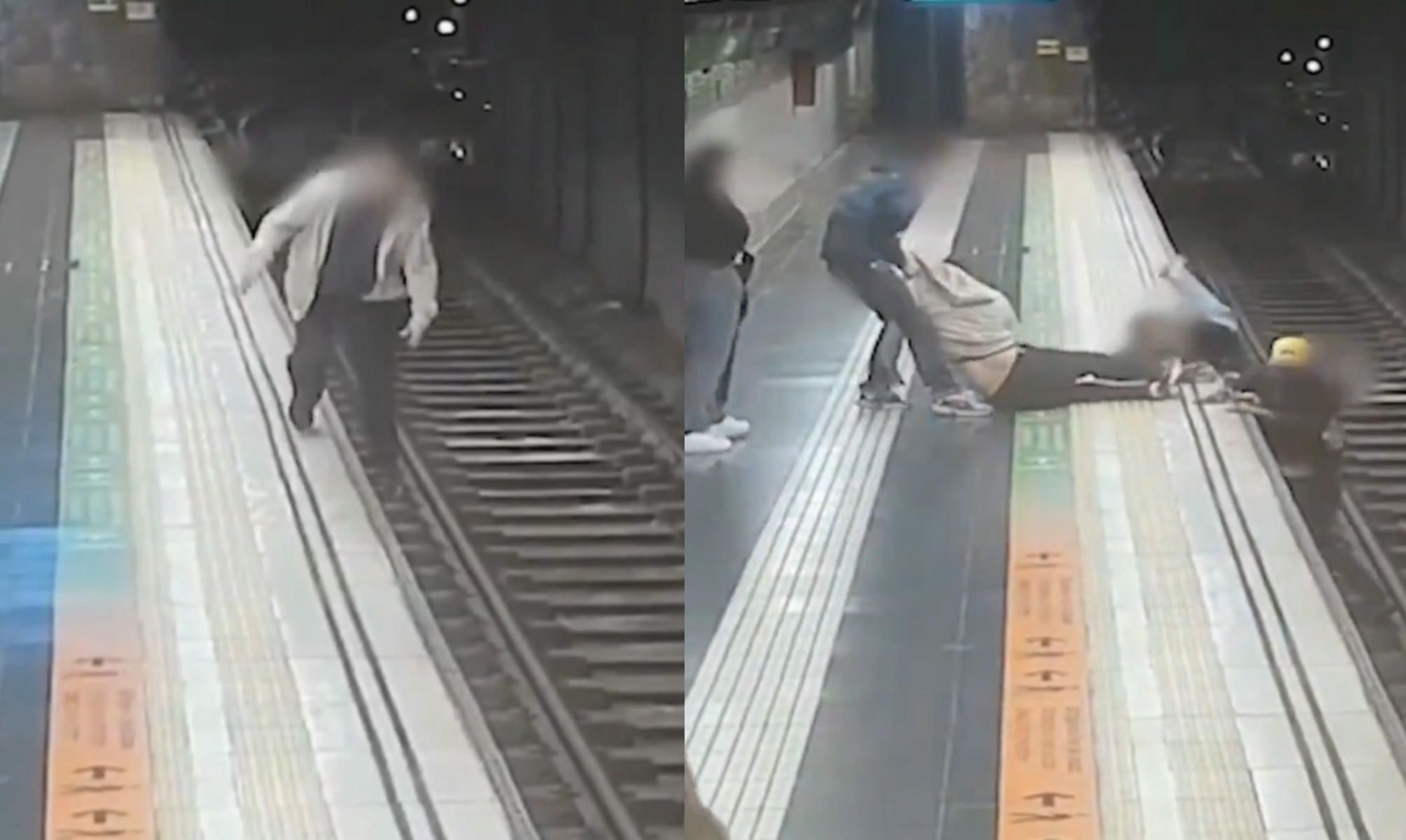 Rescate a un honmbre en el Metro de Barcelona. Rescate a un honmbre en el Metro de Barcelona.