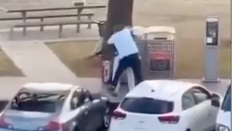 Momento en el que Ahmed Al Ahmed se abalanza sobre uno de los tiradores. Momento en el que Ahmed Al Ahmed se abalanza sobre uno de los tiradores.