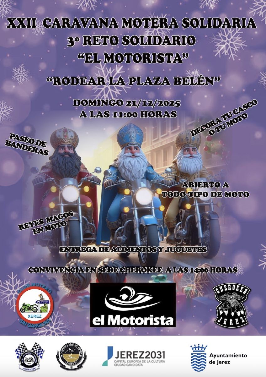  Cartel de la caravana motera solidaria de Jerez por Navidad.