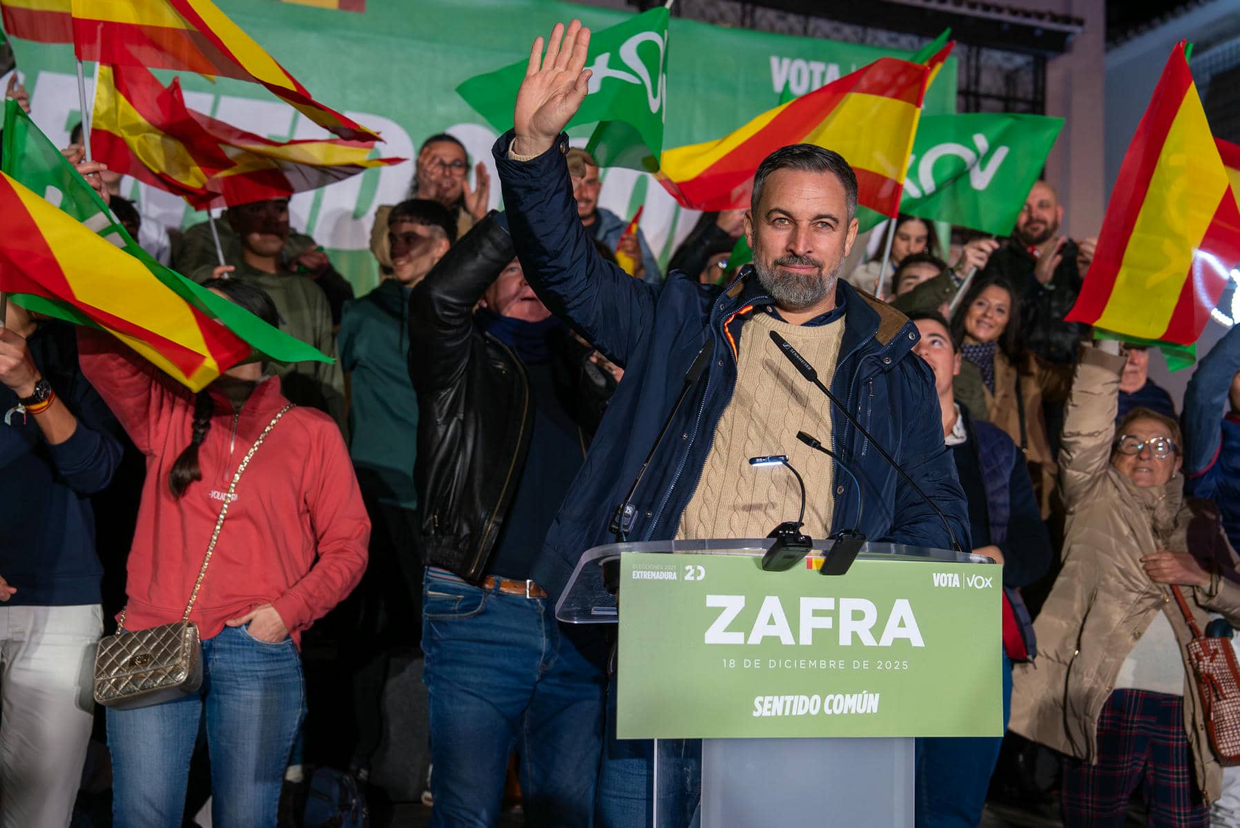 Santiago Abascal, en un acto de Vox en Extremadura.