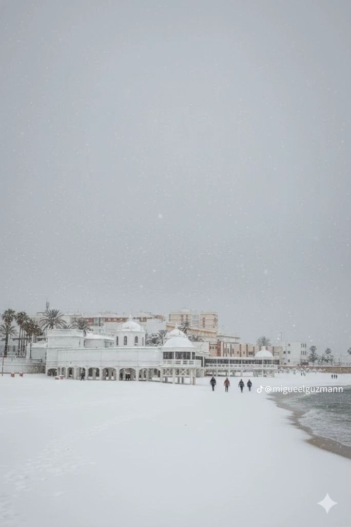 La Caleta nevada según la IA.