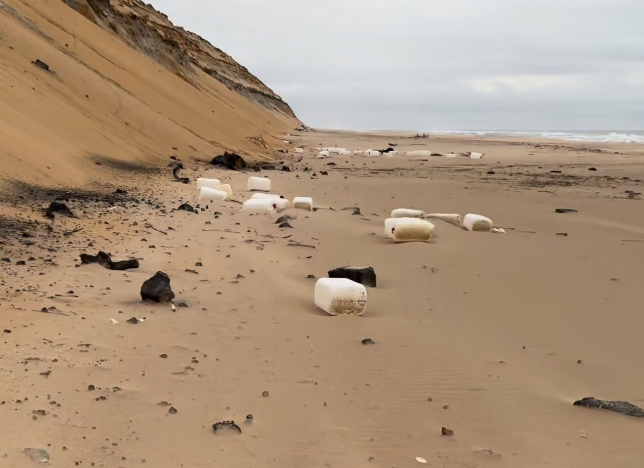 Garrafas en las playas de Doñana.