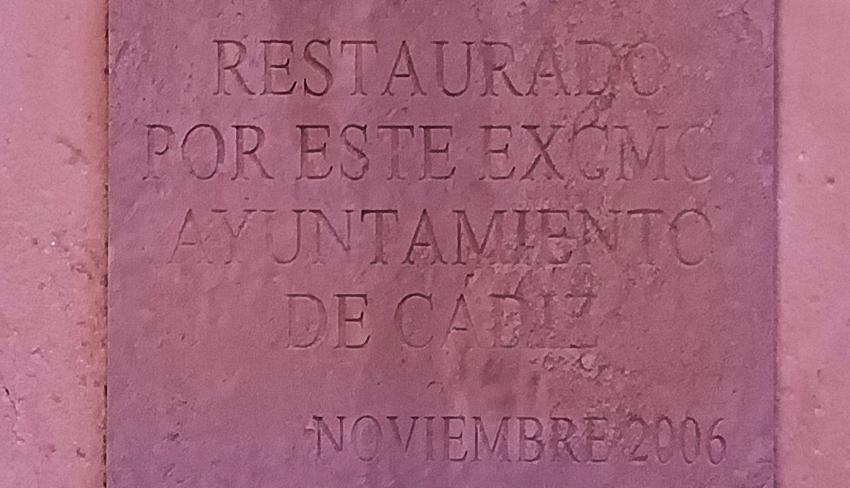 Placa conmemorativa restauración del triunfo de San Francisco Javier, 2006.