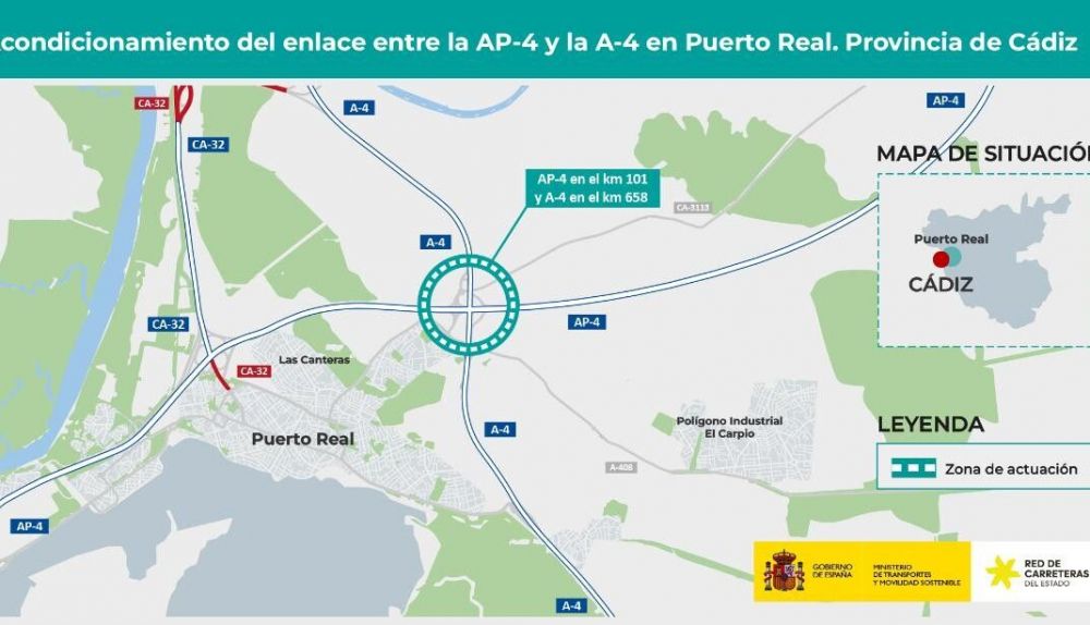 Enlace entre la AP 4 y la A 4 en Puerto Real.