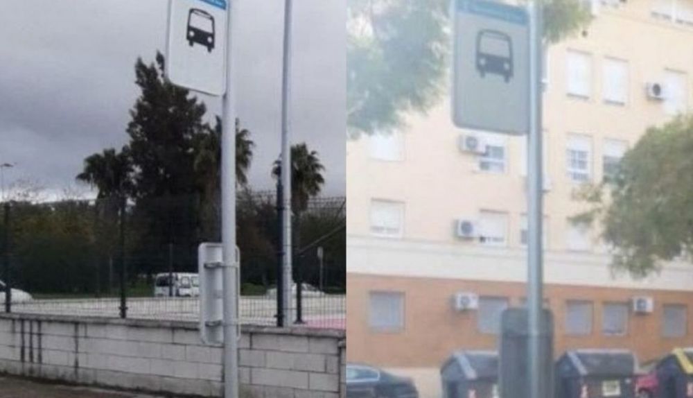 Foto poste de la parada de autobus
