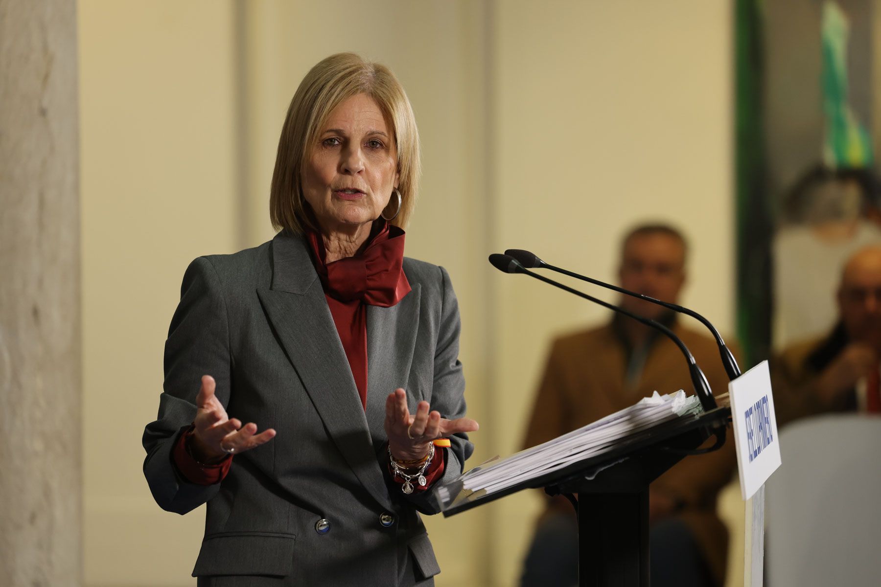 La alcaldesa de Jerez, María José García-Pelayo, en un desayuno informativo reciente.