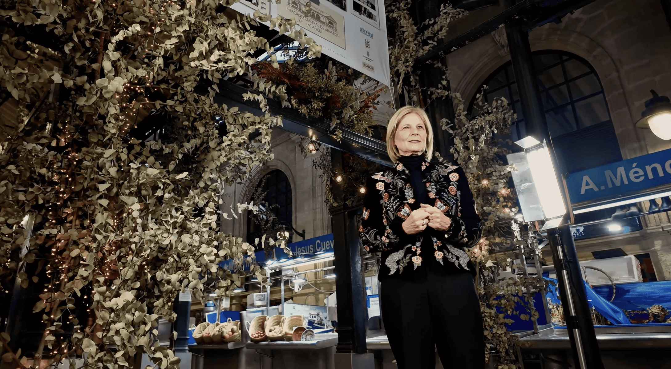 María José García Pelayo, en su mensaje de Navidad desde el Mercado de Abastos.