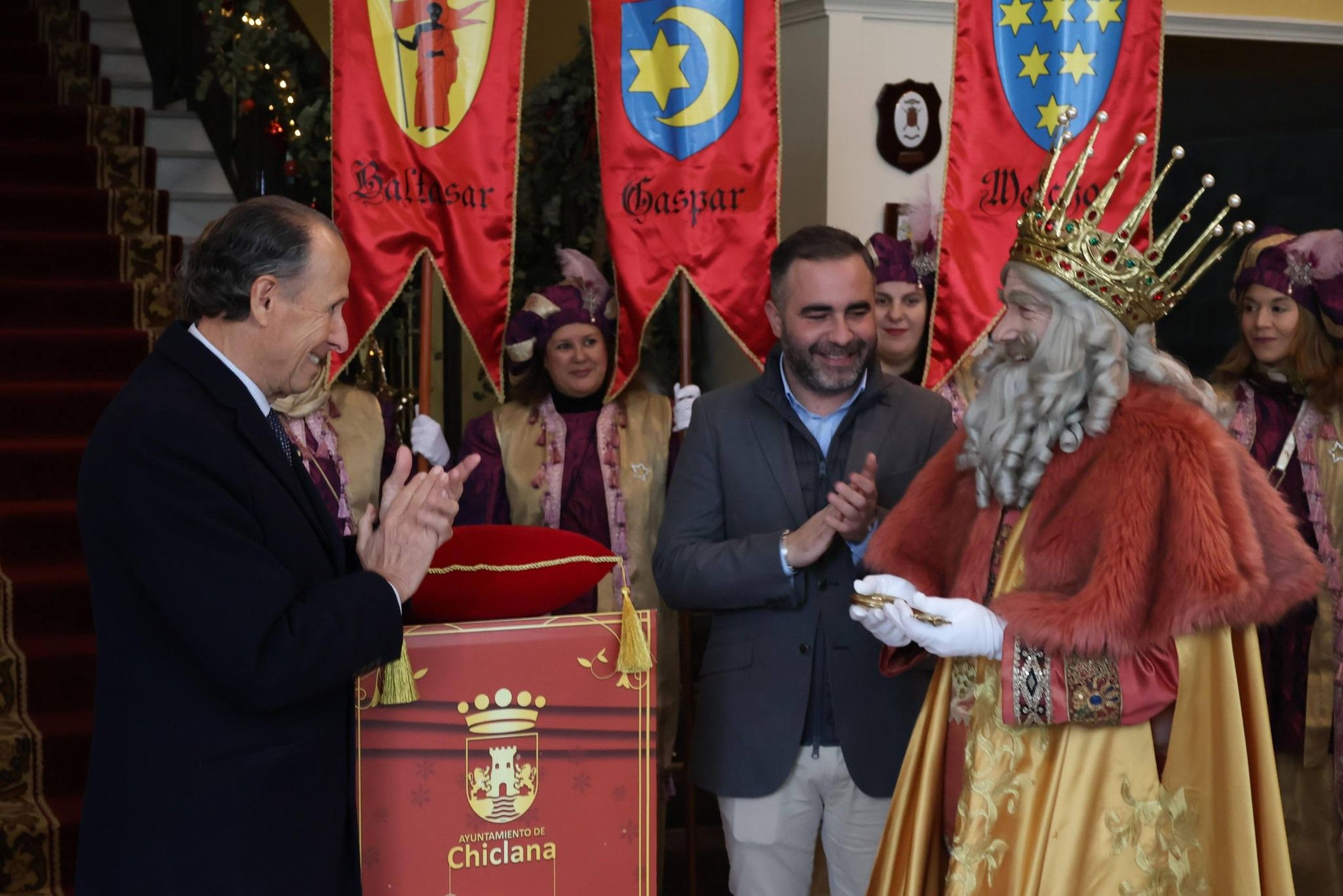 Un momento de la recepción a los Reyes Magos en Chiclana.