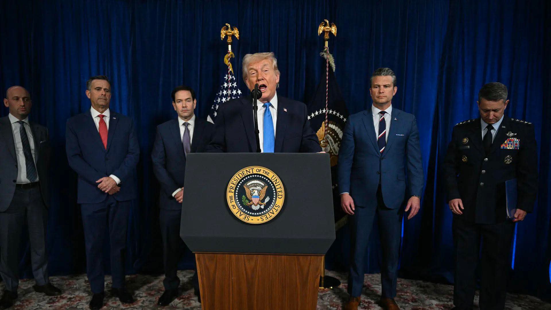 Trump, durante su rueda de prensa de este sábado.