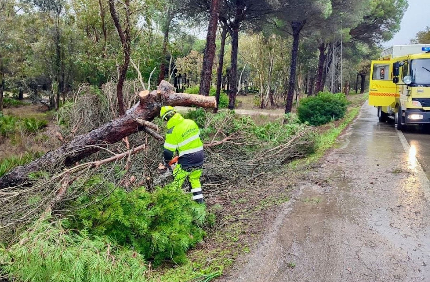 Intervención de los bomberos en Chiclana.