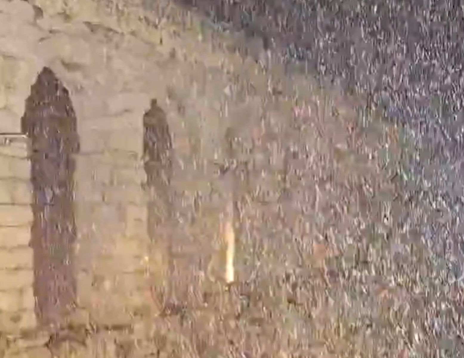 Intensa nevada sobre el acueducto de Segovia.