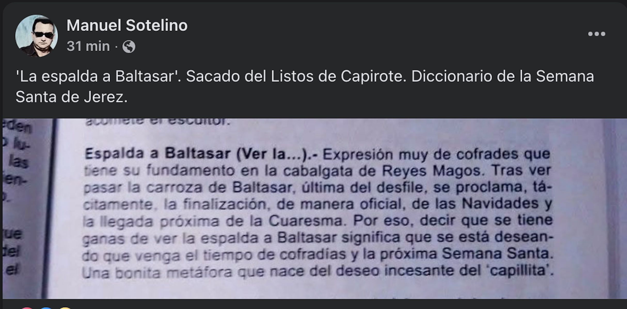 La explicación del dicho %22ver la espalda a Baltasar%22, en el perfil de Manuel Sotelino.