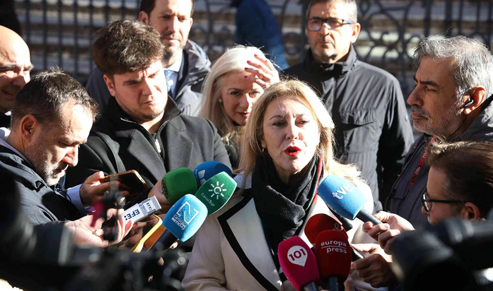 Carolina España, en una convocatoria ante los medios este jueves.