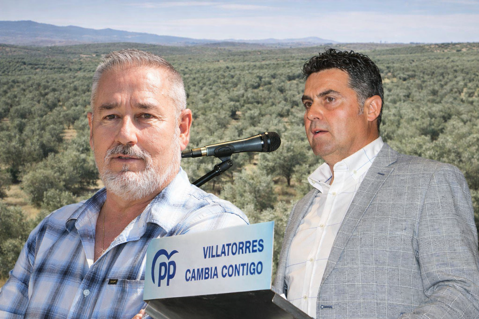 Diego Calles, a la izquierda en la imagen, entregará la Alcaldía de Villatorres a Francisco Almagro.