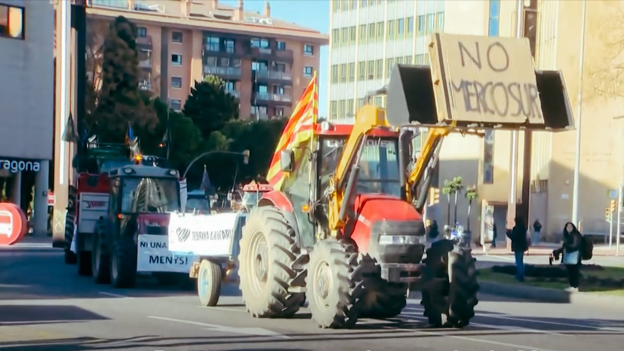Imagen de una de las protestas contra Mercosur en Cataluña.