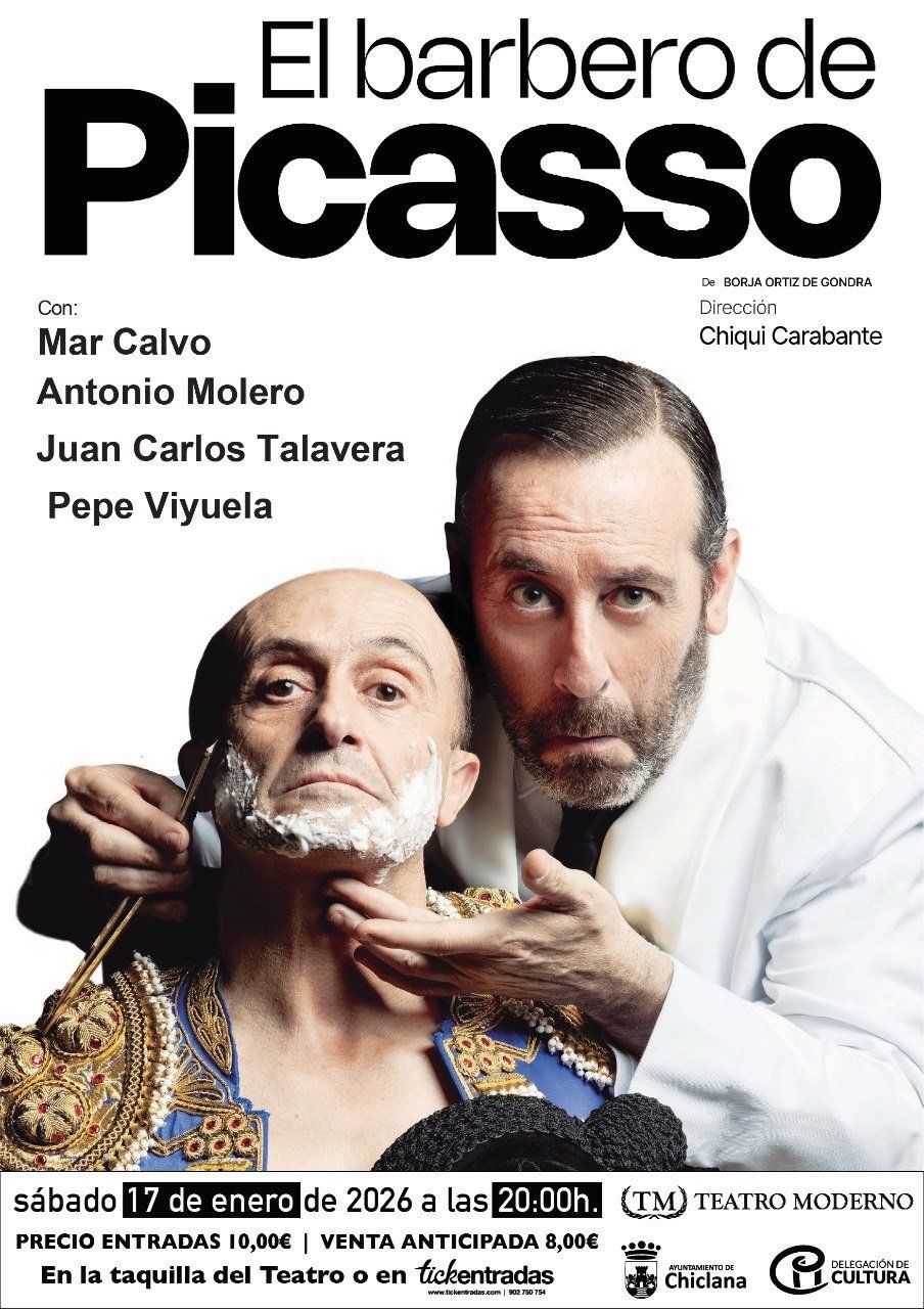 Cartel de la obra 'El barbero de Picasso'.