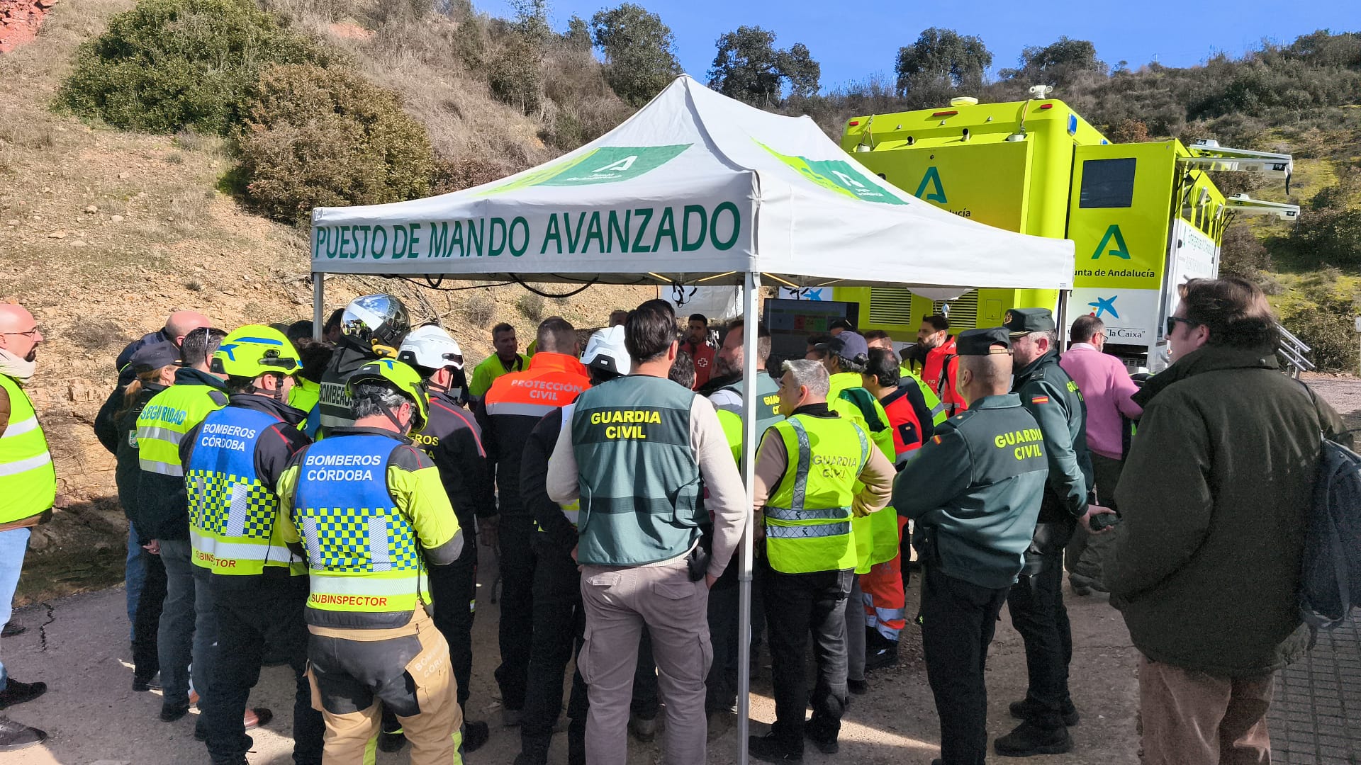 Puesto de mando en Adamuz, en Córdoba.