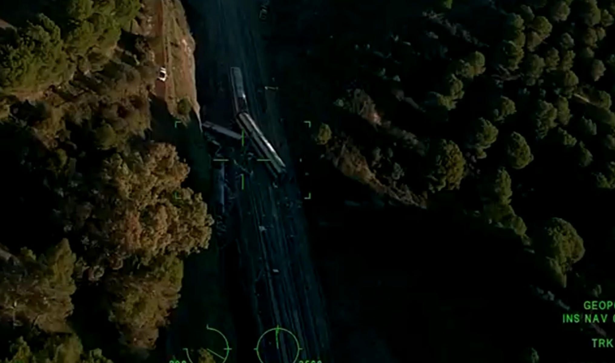 Vista aérea del estado en que han quedado los trenes.