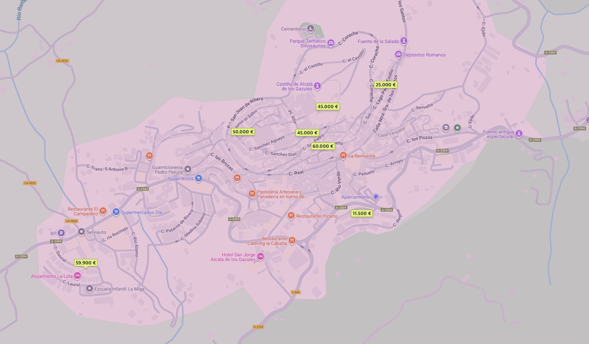 Mapa de Alcalá de los Gazules, con viviendas desde 11.500 euros en Idealista.