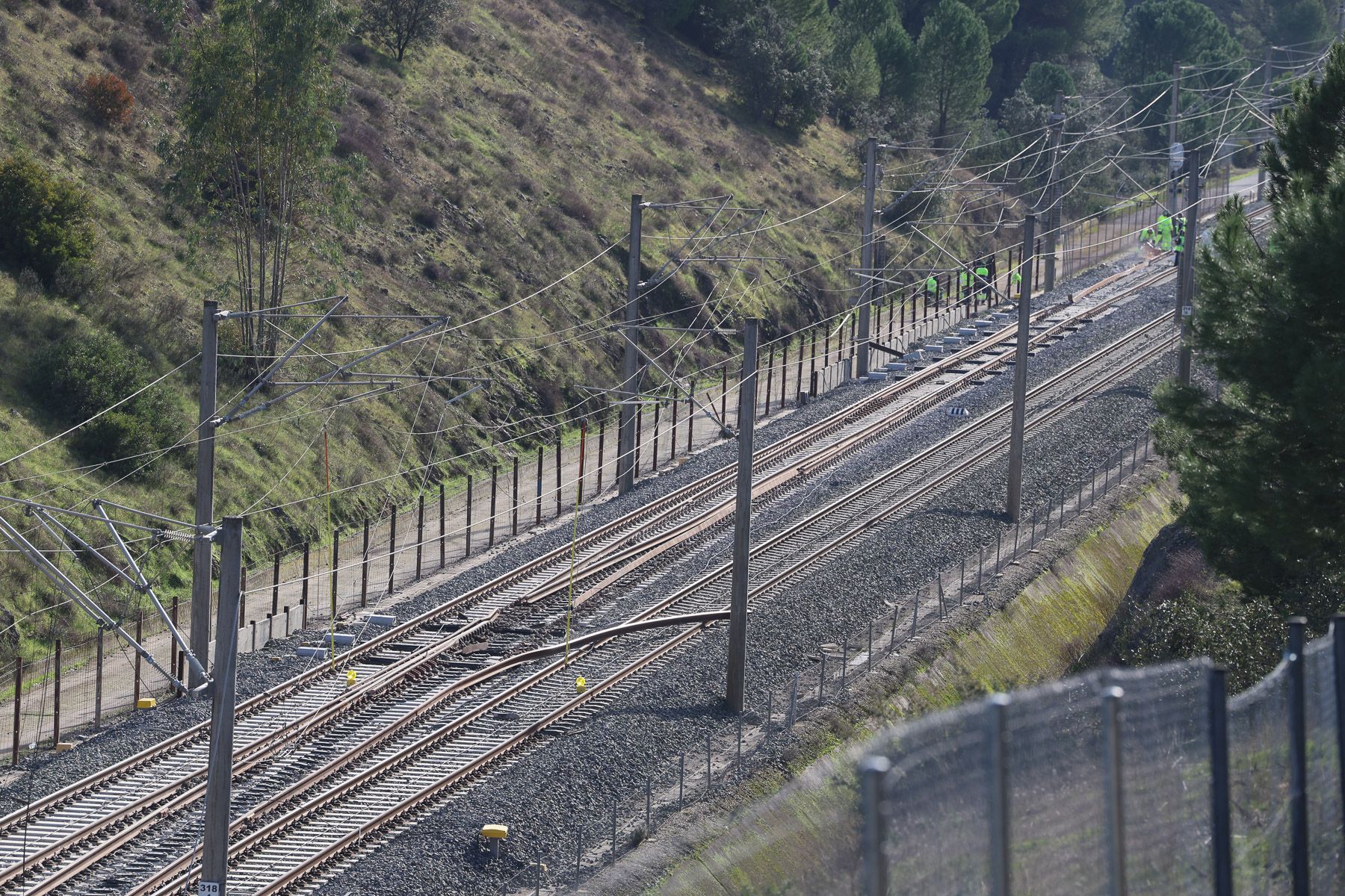 La zona del accidente de Adamuz.