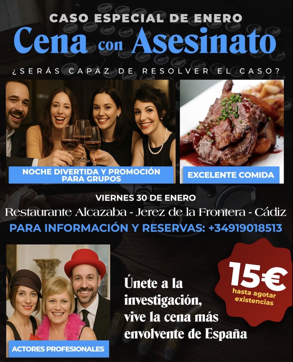 Cartel de la 'Cena con asesinato' de la Alcazaba en Jerez.