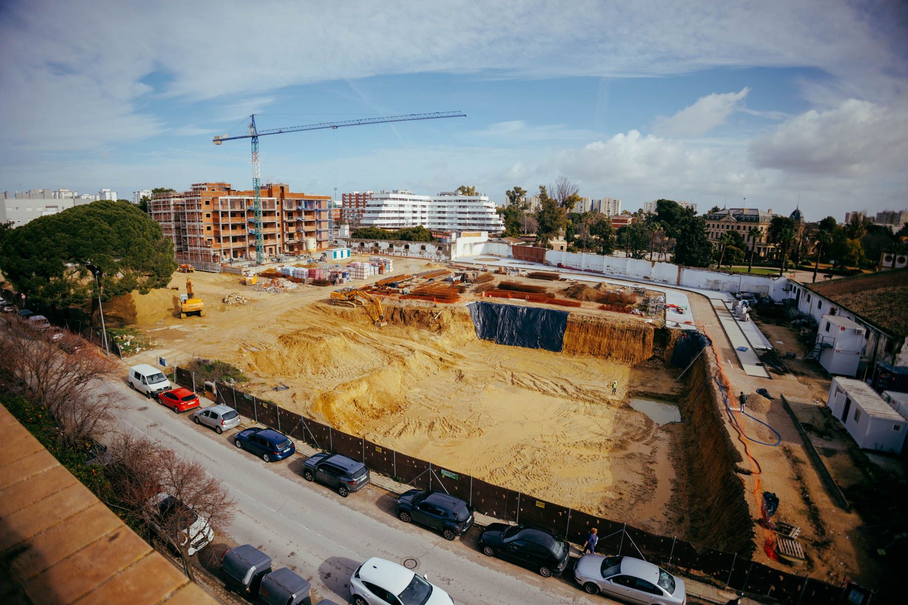 Obras de viviendas en el entorno de la calle Pizarro, en Jerez.