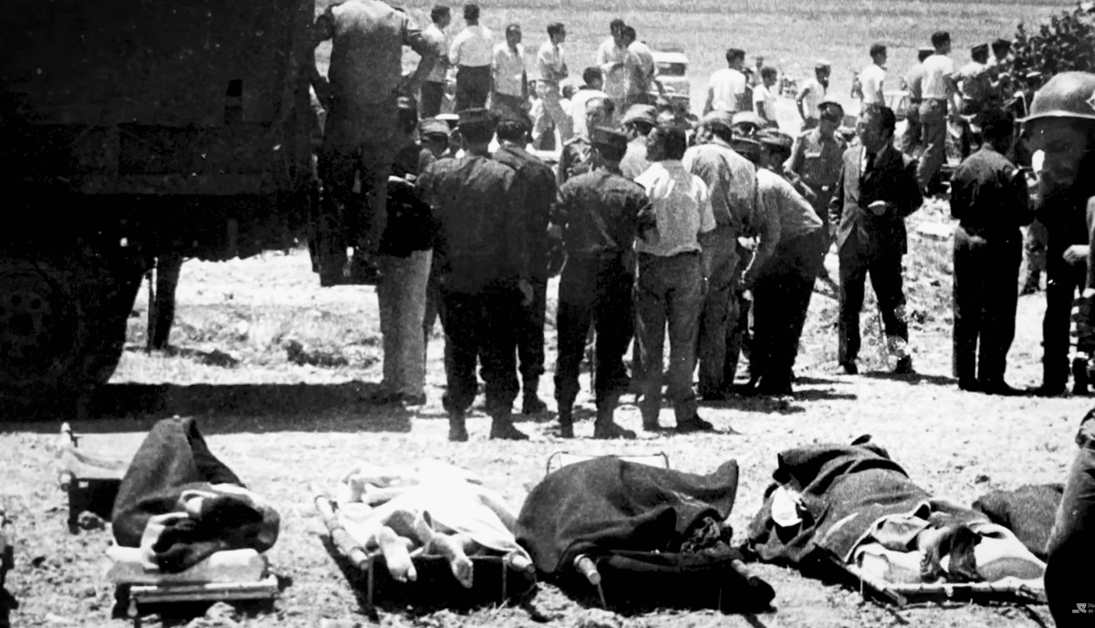 Víctimas del accidente de tren de El Cuervo, poco después del choque