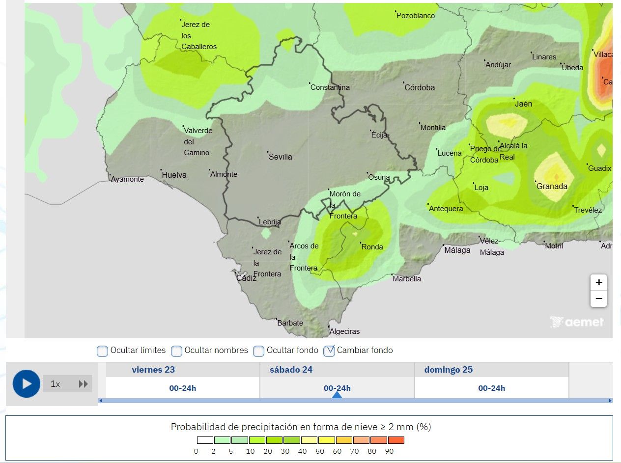 Probabilidad de 2 milímetros de nieve.