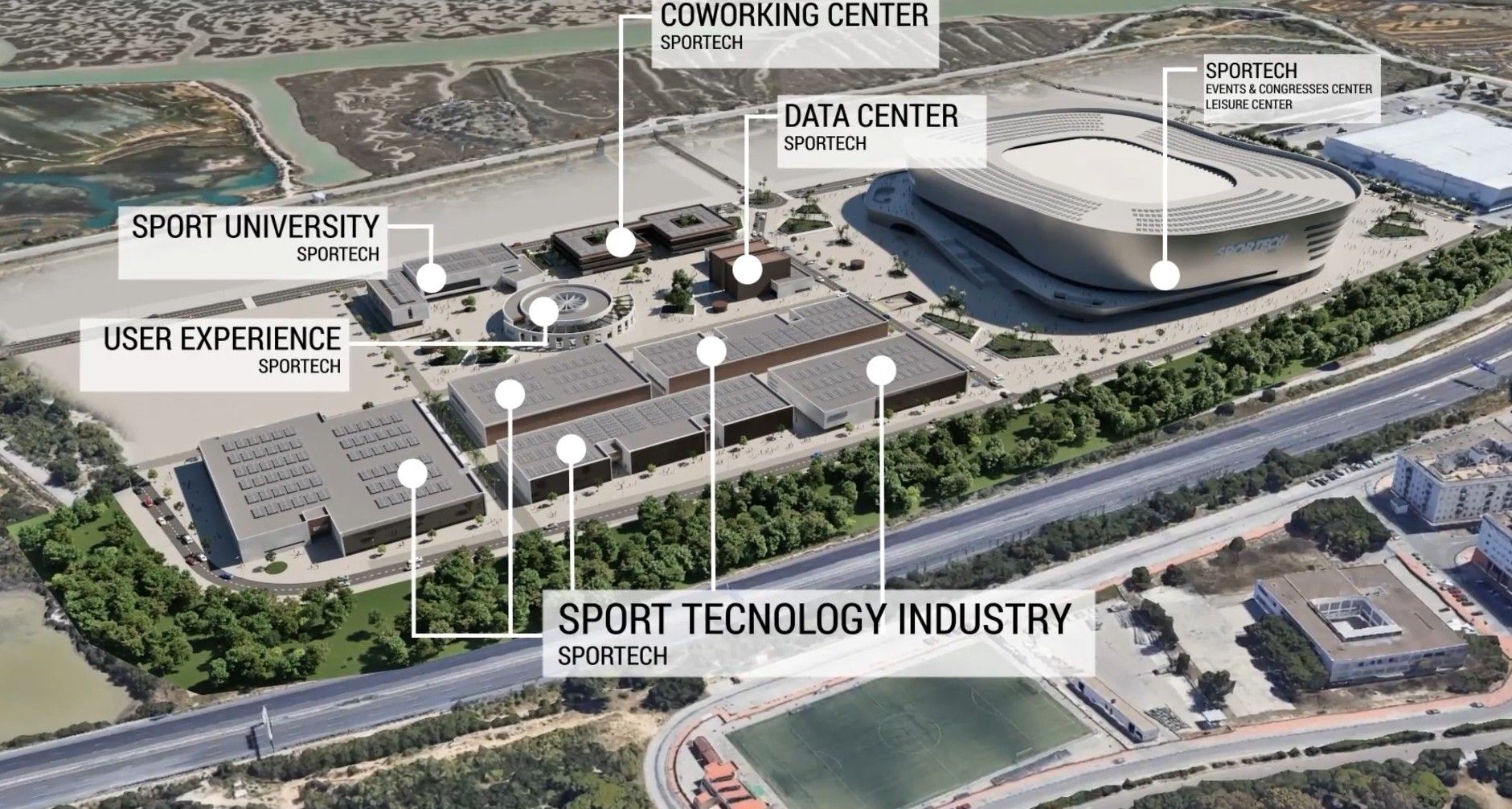 El primer proyecto de Sportech que se proyectó en Puerto Real.